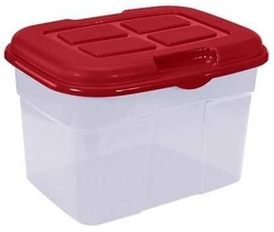 CAJA ORGANIZADORA JUMBITO MULTIUSOS 32 L PLASTICO TRANSPARENTE TAPA ROJO