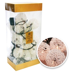 GUIA LED NAVIDAD DECORATIVA 20 LUCES PLATEADO BOLA CALADA CABLE VERDE