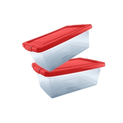 CAJA ORGANIZADORA 12 L PLASTICO ROJO CON TAPA CLICK