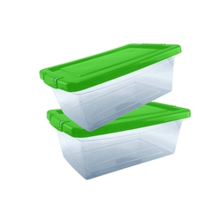 CAJA CLICK 12 L PLASTICO VERDE CON TAPA
