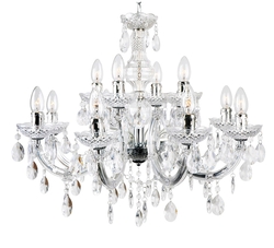 LAMPARA CHANDELIER 12 LUCES CROMO CRISTAL