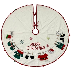 ALFOMBRA NAVIDAD PIE DE ARBOL 121 cm POLIESTE ROJO-BLANCO-VERDE MERRY CHRISTMAS