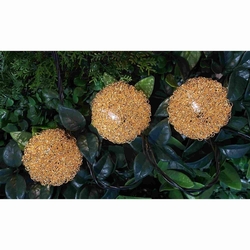 GUIA NAVIDAD LED DECORATIVA 20 LUCES DORADO BOLA CALADA CABLE VERDE