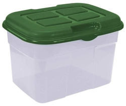 CAJA ORGANIZADORA MULTIUSOS 32 L DE 37 cm x 47.5 cm x 31 cm PLASTICO TRANSPARENTE JUMBITO TAPA VERDE