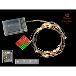 GUIA NAVIDAD MICROLED SUMERGIBLE 20 LUCES BLANCO CALIDO CON BATERIA